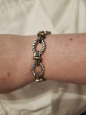 Two-Tone Silver and Gold Link Bracelet - Women's Jewelry